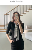 [Scarf set] Celyz Dot Tie Puff Short Sleeve Knit