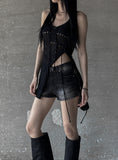 Studded Black Short Denim