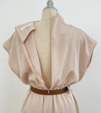 Odd Half-Neck Draped Banding Flare One Piece (Belt Set)