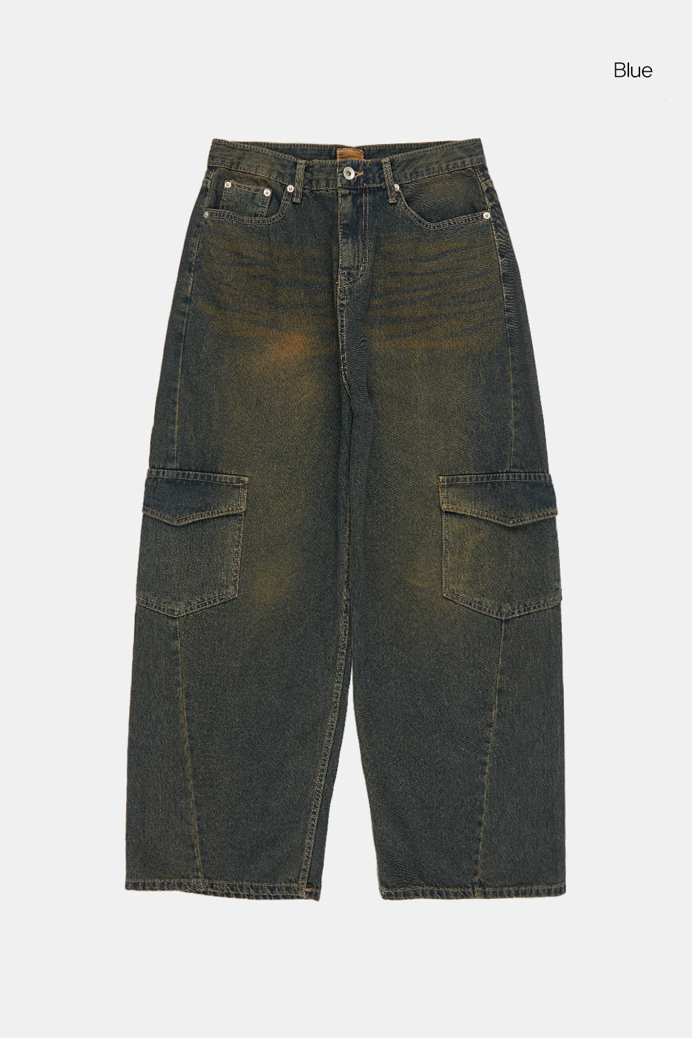 【Raucohouse】Slash knee cargo wide denim pants Raucohouse】Slash knee cargo wide denim pants (Raucohouse