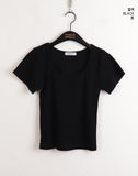 [MADE] Dear Basic Ribbed Square Neck Short Sleeve T-shirt