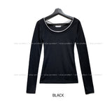 Two-Tone Layered Ribbed U-neck Long Sleeve