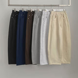 Unique Belt Loop Sweat Brushed Sagging Wide Pants