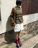 STRIPED COLLAR KNIT