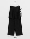 Mitka Wrap Skirt Layered Corduroy Banding Wide Pants