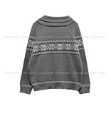 Snowy Nordic Two-Way Knit Zip-Up