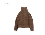 Furred High Neck Collar Knit Cardigan
