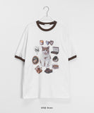 [unisex] Sosense Cat Print Color Matching Over Short Sleeve Tee