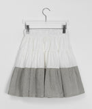 Benudine Check Banding Tiered Midi Skirt