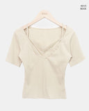 Juhin Lace Button Short Sleeve T-shirt