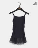 Portel see-through dot frill shirring layered sleeveless