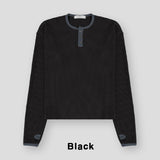 Kinji Waffle Henley Neck Warmer Long Sleeve T-shirt