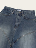 Chike Diagonal Rivet Denim Pants