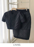 Diode Quilted Puff Padded Jacket Skirt Set