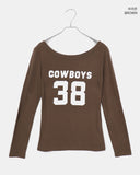 Nell Number Print One Off-Shoulder Long-Sleeve T-Shirt