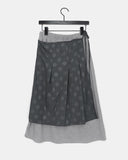 Kiko Dot Nylon Layered Pleated Midi Skirt