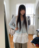 Dove See-through V-neck Two-Way Button Cardigan