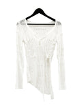 Holiday Long Sleeve Unbalanced Mesh Knit