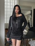 Tenshi see-through shirring drape hoodie