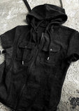 Pigment Short Sleeve Line Hood Zip-Up