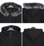 Snow fur brushed hood zip-up