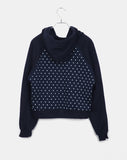 Homer Dot Raglan Two-Way Zipper Long Sleeve Hood Zip-Up
