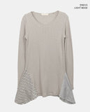 Pora Stripe Dot Color Matching Long T-Shirt