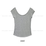 [U-BASIC/1+1] Roundy Slim U-neck Cap Sleeve Short Sleeve
