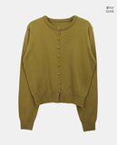 Uran bean button round neck long sleeve cardigan