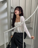 Mary's ribbon shirring crop blouse