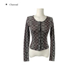 Ningyi Check Slim Fit Cardigan