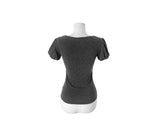 Asso Stripe Lace Puff Bolero Slim Short Sleeve T-Shirt