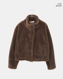 Harking High Neck Button Fleece Fur Loose Fit Jumper