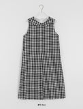Oruni Round Collar Check Long One Piece