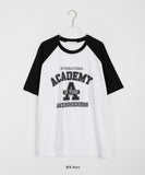 Wenta Lettering Color Matching Raglan Short Sleeve Tee