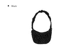 Blan Dot Shirred Half Moon Shoulder Bag