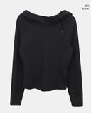 Terne High Neck Hooded Button Long Sleeve T-Shirt