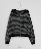 Nikio Two Way Brushed Stripe Hood Zip-Up