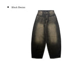 Kafun Vintage Washing Denim Wide Pants