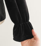 Tiv Frill Color Matching Velvet Blouse