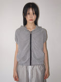 GINGHAM SHIRRING ZIP-UP