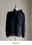 Teulie Chiffon Tie Puff Blouse