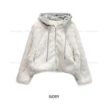 Facey Hood Layered Fur Jacket