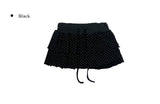 Mury Dot Frill Tiered Banding Mini Skirt
