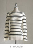 Judielle Stripe Rib Boat Neck Knit