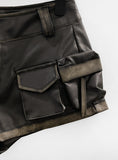 Cop Washed Leather Shorts