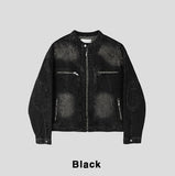Motorick cut-out patch biker denim jacket
