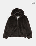 Tsuha Fur Hooded Lining Quilted Loose Fit Zip-Up Jacket