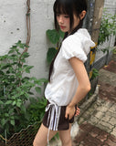 [MADE] Tarot dot shirring ribbon puff half-zip anorak