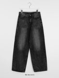 Sancony washing wide brushed denim pants